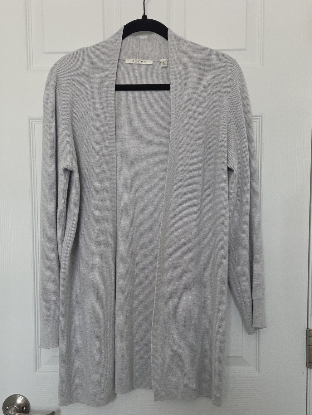 Cyrus Light Gray Open-Front Knit Cardigan